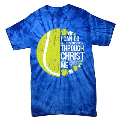 Christian Tennis Philippians 4:13 Gift Gift Tie-Dye T-Shirt