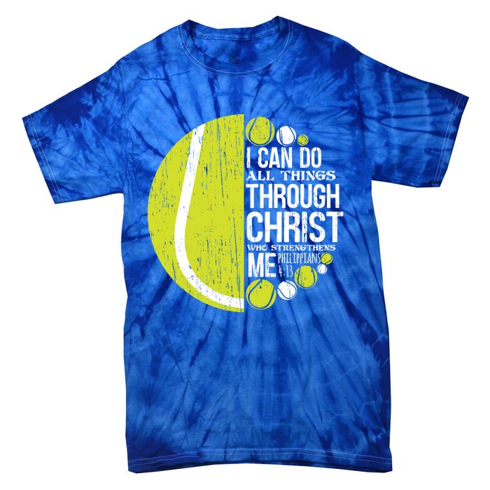 Christian Tennis Philippians 4:13 Gift Gift Tie-Dye T-Shirt