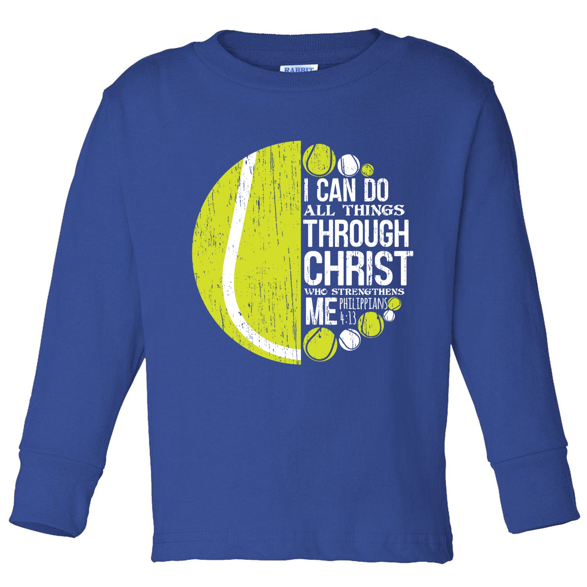 Christian Tennis Philippians 4:13 Gift Gift Toddler Long Sleeve Shirt
