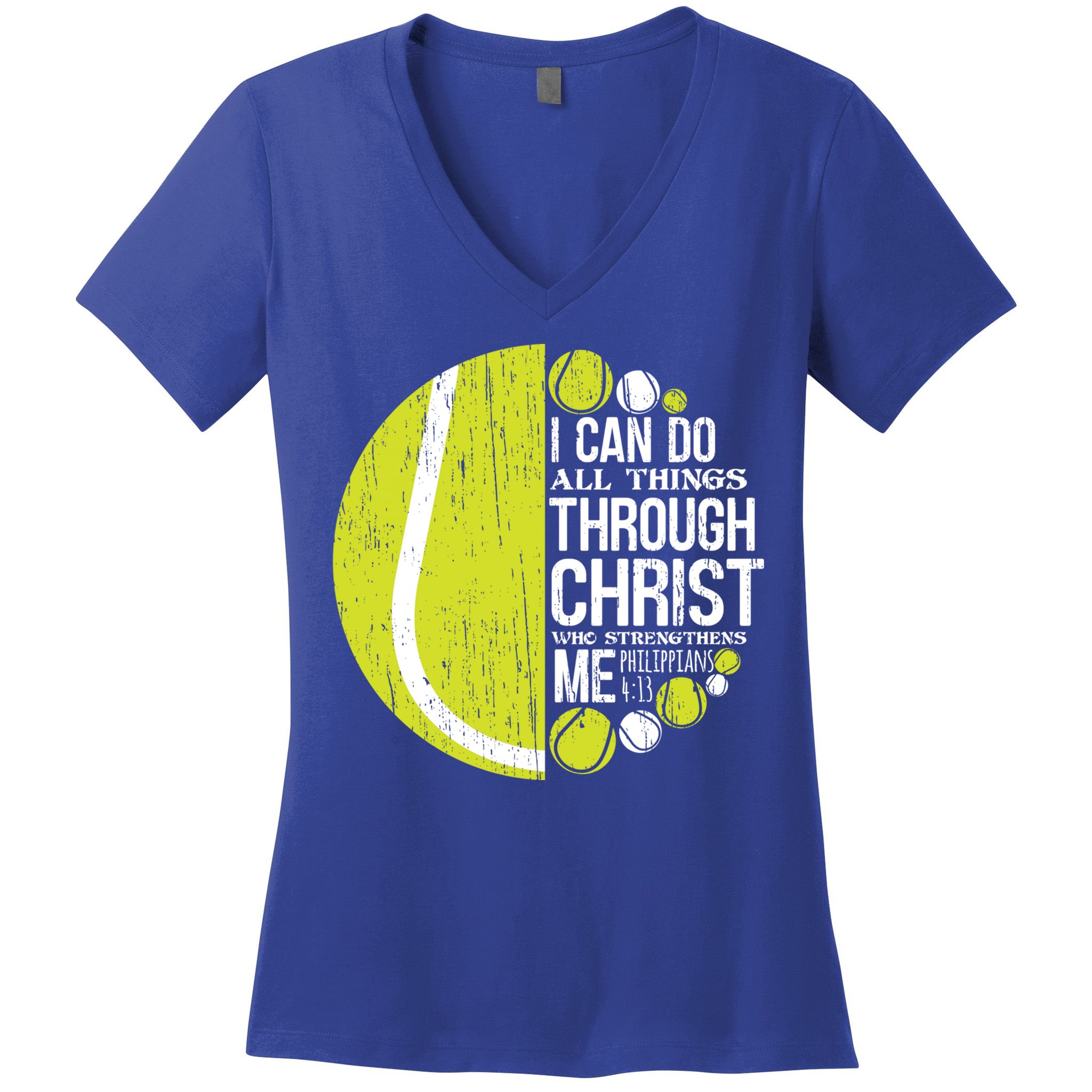 Christian Tennis Philippians 4:13 Gift Gift Women's V-Neck T-Shirt