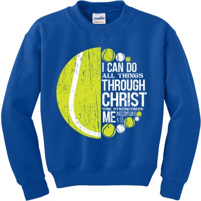 Christian Tennis Philippians 4:13 Gift Gift Kids Sweatshirt