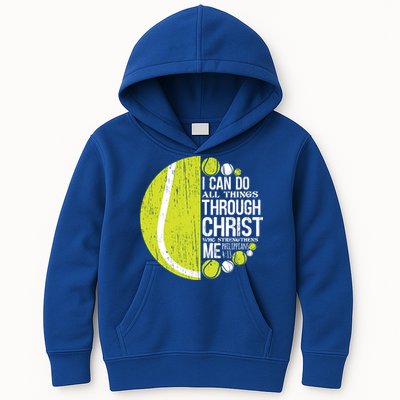 Christian Tennis Philippians 4:13 Gift Gift Kids Hoodie
