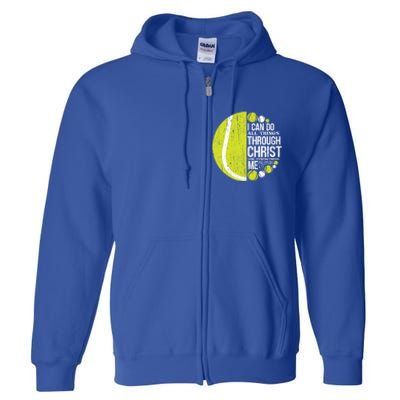 Christian Tennis Philippians 4:13 Gift Gift Full Zip Hoodie