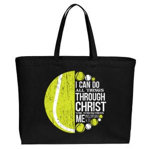 Christian Tennis Philippians 4:13 Gift Gift Cotton Canvas Jumbo Tote