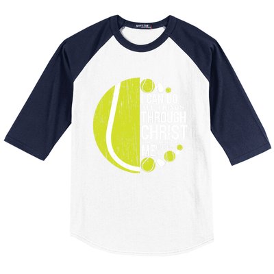 Christian Tennis Philippians 4:13 Gift Gift Baseball Sleeve Shirt