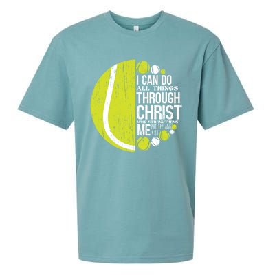 Christian Tennis Philippians 4:13 Gift Gift Sueded Cloud Jersey T-Shirt