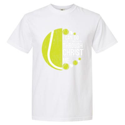 Christian Tennis Philippians 4:13 Gift Gift Garment-Dyed Heavyweight T-Shirt