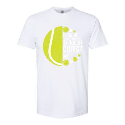 Christian Tennis Philippians 4:13 Gift Gift Softstyle CVC T-Shirt