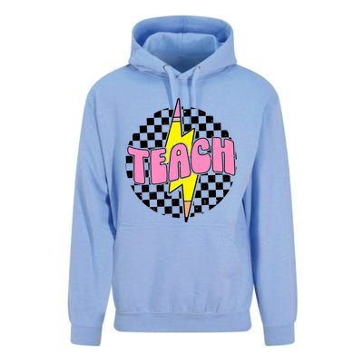 Checkered Teach Pencil Lightning Bolt Back To School Unisex Surf Hoodie