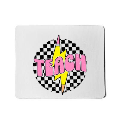 Checkered Teach Pencil Lightning Bolt Back To School Mousepad