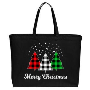 Christmas Tree Plaid Christmas Tree Merry Christmas Tree Cotton Canvas Jumbo Tote