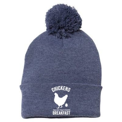 Chickens The Pet That Poops Breakfast Funny Pom Pom 12in Knit Beanie