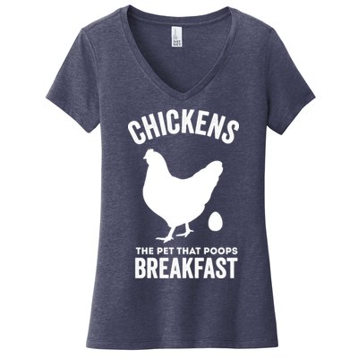 Chickens The Pet That Poops Breakfast Funny Women's V-Neck T-Shirt