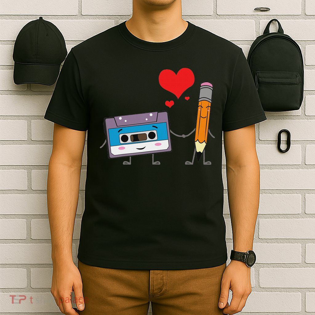 Cassette Tape Pencil Retro Vintage 70's 80's 90's Music T-Shirt