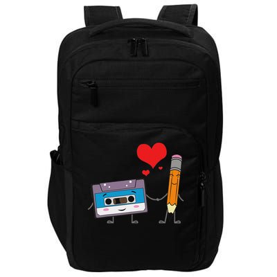 Cassette Tape Pencil Retro Vintage 70's 80's 90's Music Impact Tech Backpack