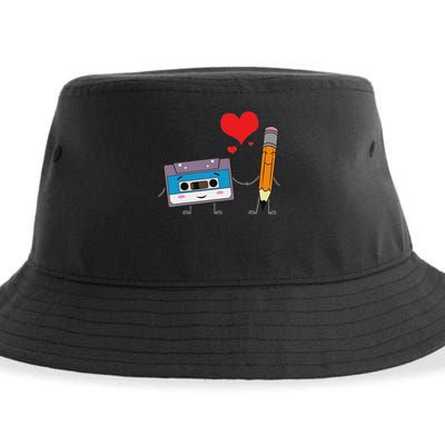 Cassette Tape Pencil Retro Vintage 70's 80's 90's Music Sustainable Bucket Hat