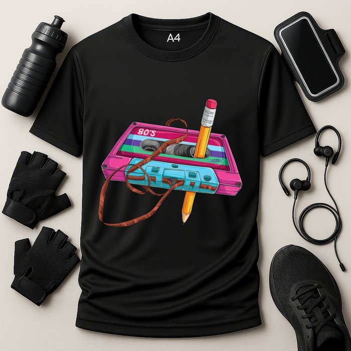 Cassette Tape Pencil 70S 80S 90S Music Mixtape Cooling Performance Crew T-Shirt