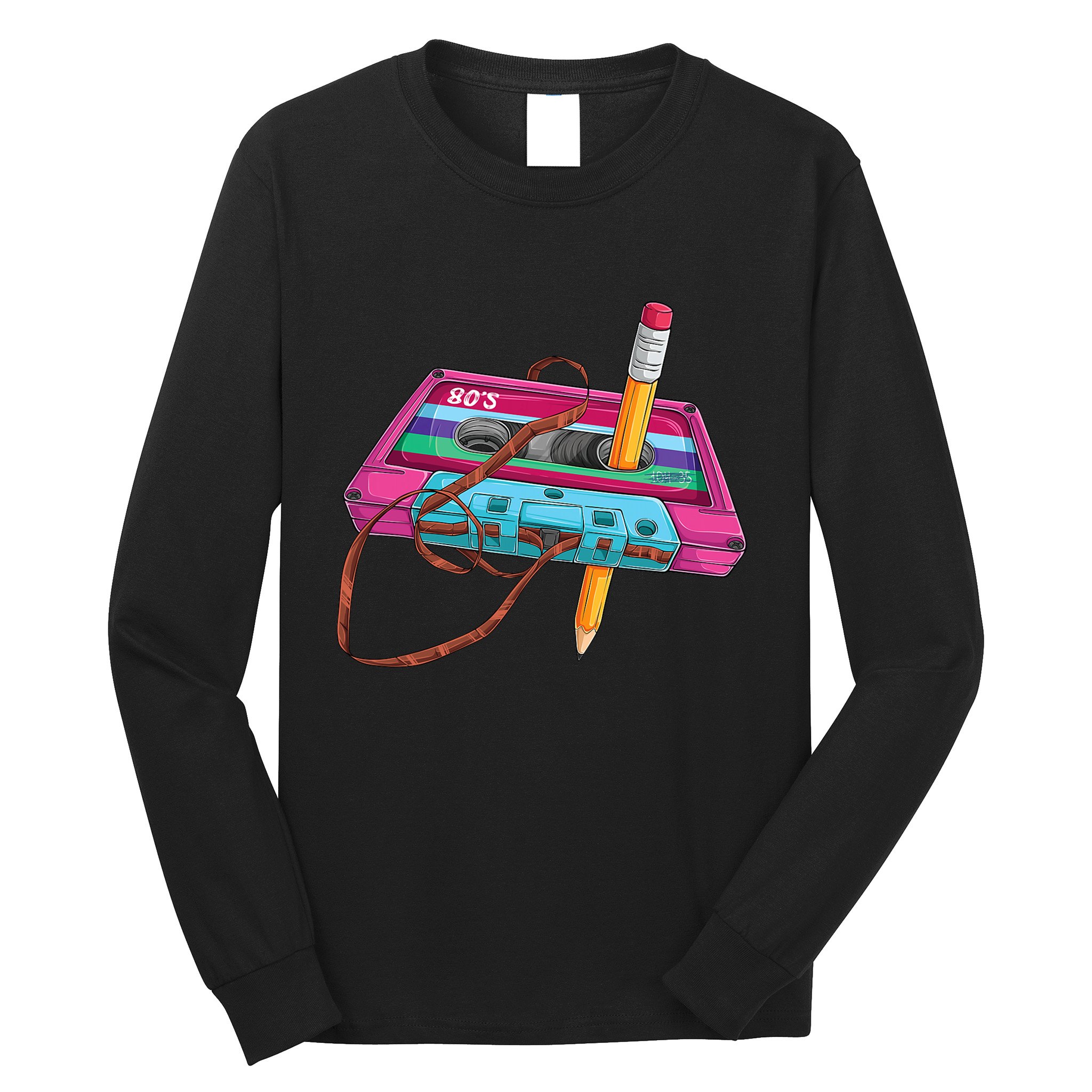 Cassette Tape Pencil 70S 80S 90S Music Mixtape Long Sleeve Shirt