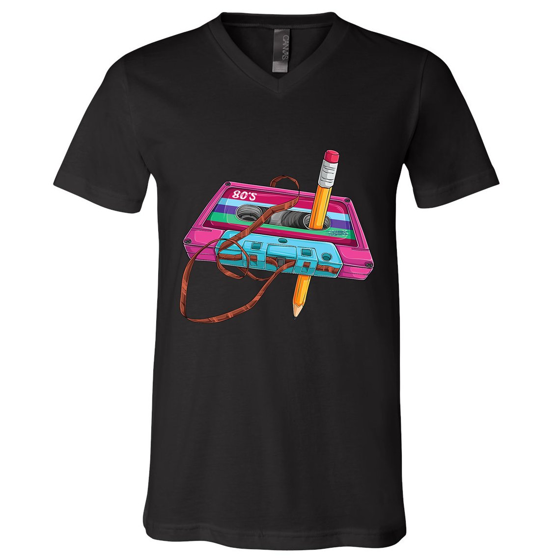 Cassette Tape Pencil 70S 80S 90S Music Mixtape V-Neck T-Shirt