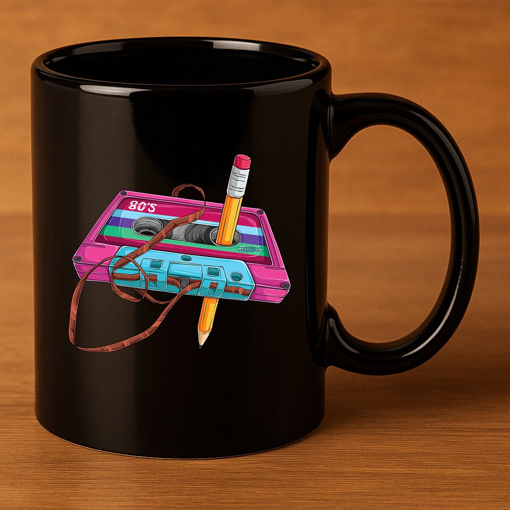 Cassette Tape Pencil 70S 80S 90S Music Mixtape 11oz C Handle Ceramic Mug