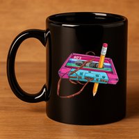 Cassette Tape Pencil 70S 80S 90S Music Mixtape 11oz C Handle Ceramic Mug