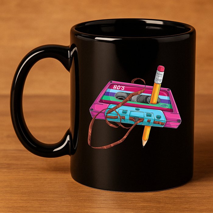 Cassette Tape Pencil 70S 80S 90S Music Mixtape 11oz C Handle Ceramic Mug