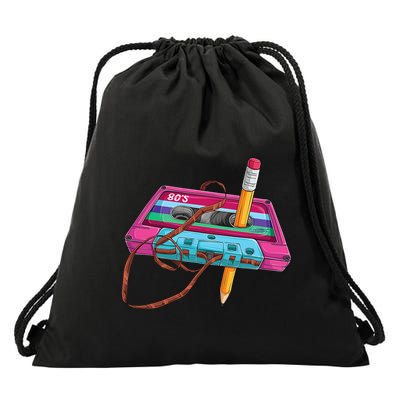 Cassette Tape Pencil 70S 80S 90S Music Mixtape Drawstring Bag