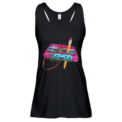 Cassette Tape Pencil 70S 80S 90S Music Mixtape Ladies Essential Flowy Tank