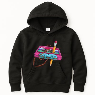 Cassette Tape Pencil 70S 80S 90S Music Mixtape Kids Hoodie