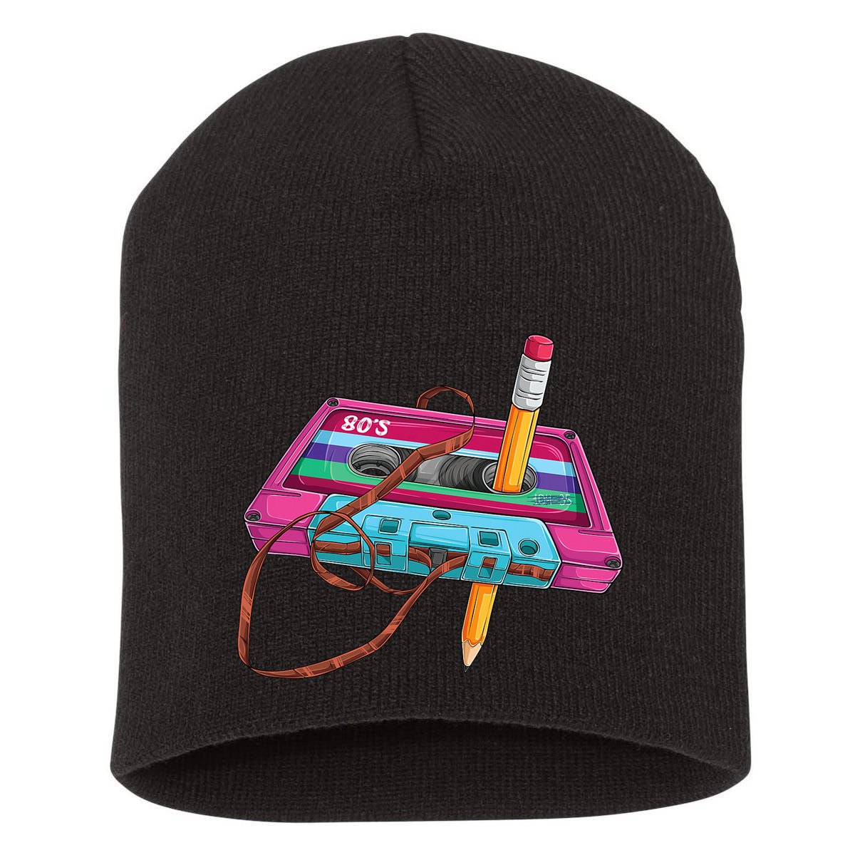 Cassette Tape Pencil 70S 80S 90S Music Mixtape Short Acrylic Beanie