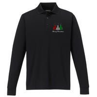 Christmas Tree Plaid Christmas Tree Merry Christmas Tree Performance Long Sleeve Polo