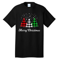 Christmas Tree Plaid Christmas Tree Merry Christmas Tree Tall T-Shirt