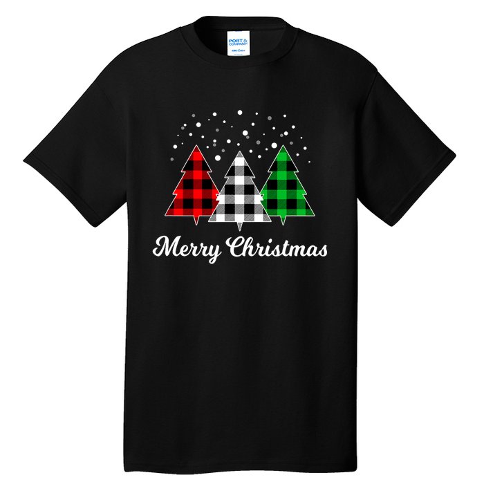 Christmas Tree Plaid Christmas Tree Merry Christmas Tree Tall T-Shirt