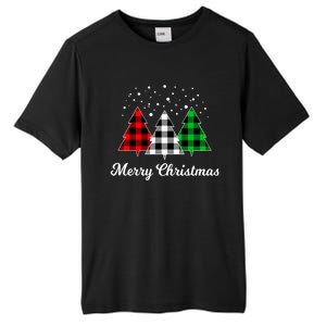 Christmas Tree Plaid Christmas Tree Merry Christmas Tree Tall Fusion ChromaSoft Performance T-Shirt