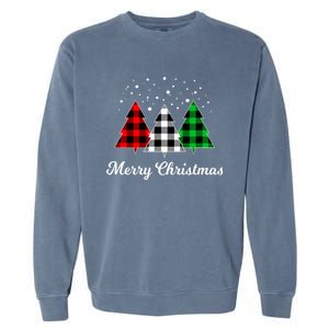 Christmas Tree Plaid Christmas Tree Merry Christmas Tree Garment-Dyed Sweatshirt