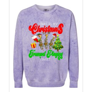 Christmas Trumpet Play Three Santa Elf Trumpets Colorblast Crewneck Sweatshirt