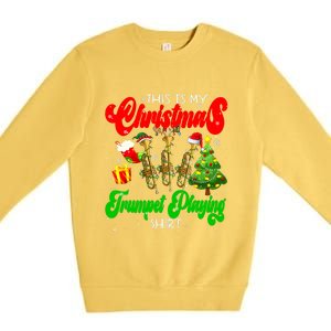 Christmas Trumpet Play Three Santa Elf Trumpets Premium Crewneck Sweatshirt