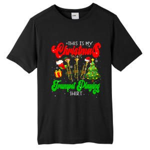 Christmas Trumpet Play Three Santa Elf Trumpets Tall Fusion ChromaSoft Performance T-Shirt