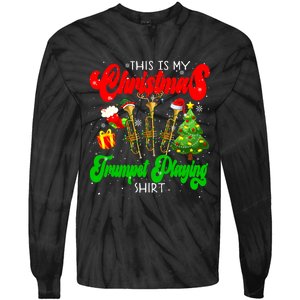 Christmas Trumpet Play Three Santa Elf Trumpets Tie-Dye Long Sleeve Shirt