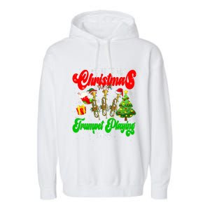 Christmas Trumpet Play Three Santa Elf Trumpets Garment-Dyed Fleece Hoodie