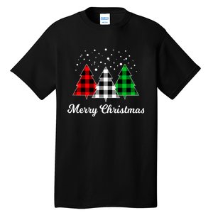 Christmas Tree Plaid Christmas Tree Merry Christmas Tree Tall T-Shirt