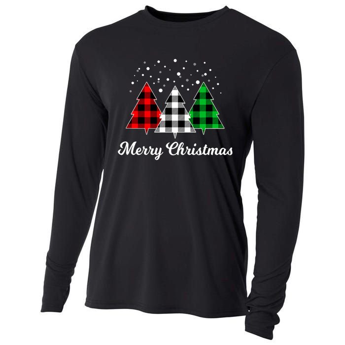 Christmas Tree Plaid Christmas Tree Merry Christmas Tree Cooling Performance Long Sleeve Crew