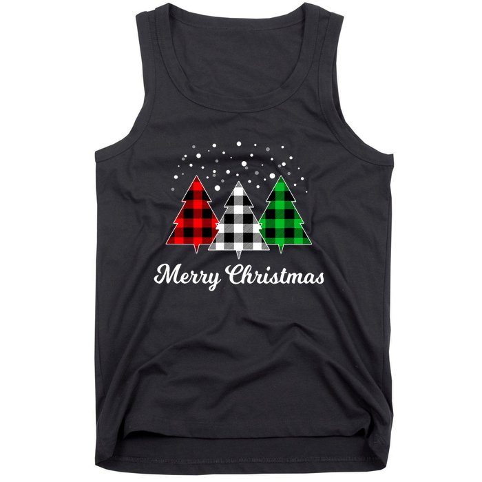 Christmas Tree Plaid Christmas Tree Merry Christmas Tree Tank Top