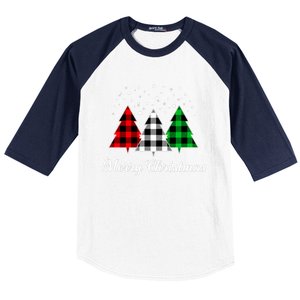 Christmas Tree Plaid Christmas Tree Merry Christmas Tree Baseball Sleeve Shirt