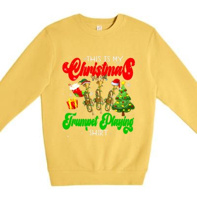 Christmas Trumpet Play Three Santa Elf Trumpets Premium Crewneck Sweatshirt