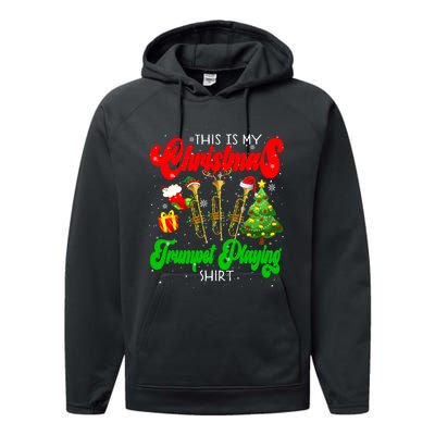 Christmas Trumpet Play Three Santa Elf Trumpets Performance Fleece Hoodie