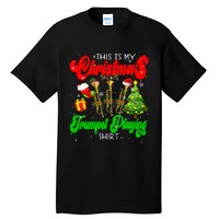 Christmas Trumpet Play Three Santa Elf Trumpets Tall T-Shirt