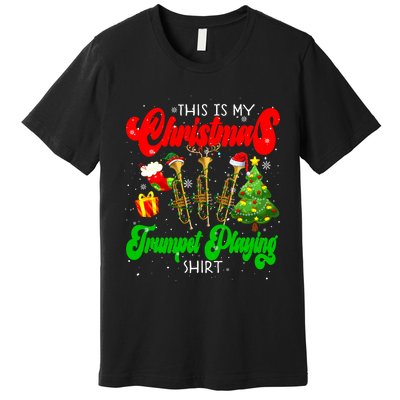 Christmas Trumpet Play Three Santa Elf Trumpets Premium T-Shirt