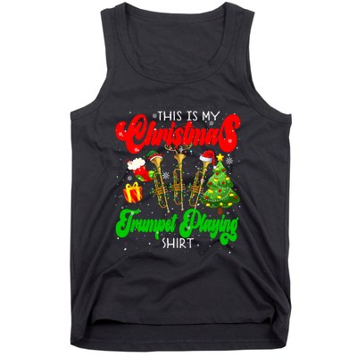 Christmas Trumpet Play Three Santa Elf Trumpets Tank Top