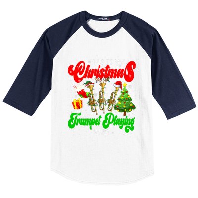 Christmas Trumpet Play Three Santa Elf Trumpets Baseball Sleeve Shirt